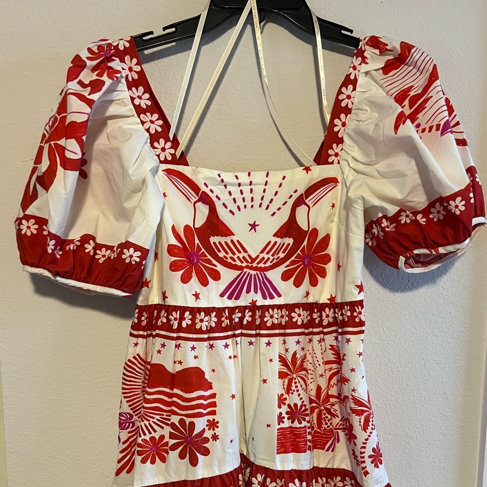 NWT The Farm Rio Rio Tiles Eng Midi Dress Floral A Line - Picture 4 of 15